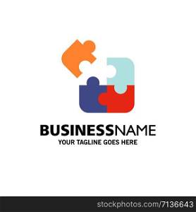 Business, Game, Logic, Puzzle, Square Business Logo Template. Flat Color