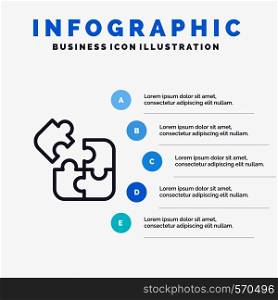 Business, Game, Logic, Puzzle, Square Line icon with 5 steps presentation infographics Background