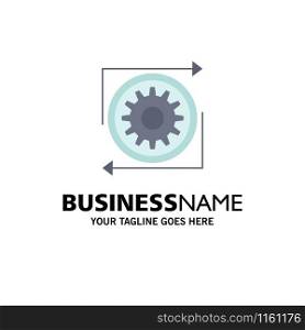Business, gear, management, operation, process Flat Color Icon Vector
