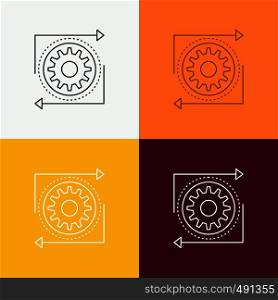 Business, gear, management, operation, process Icon Over Various Background. Line style design, designed for web and app. Eps 10 vector illustration. Vector EPS10 Abstract Template background