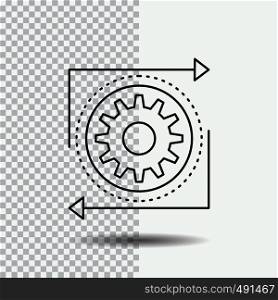 Business, gear, management, operation, process Line Icon on Transparent Background. Black Icon Vector Illustration. Vector EPS10 Abstract Template background