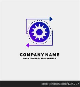 Business, gear, management, operation, process Purple Business Logo Template. Place for Tagline.. Vector EPS10 Abstract Template background