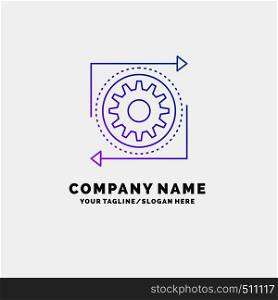 Business, gear, management, operation, process Purple Business Logo Template. Place for Tagline. Vector EPS10 Abstract Template background