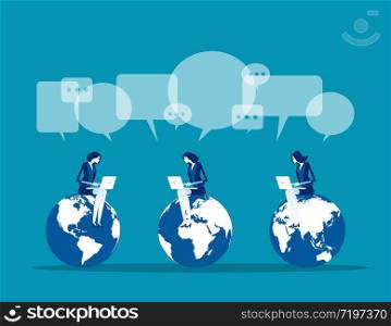 Business global communication, Concept business vector, Technology, Network and Connection, Social media.