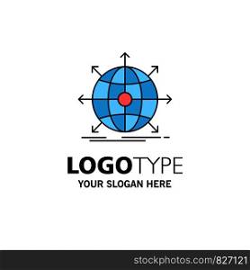 business, global, international, network, web Flat Color Icon Vector