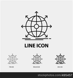 business, global, international, network, web Icon in Thin, Regular and Bold Line Style. Vector illustration. Vector EPS10 Abstract Template background