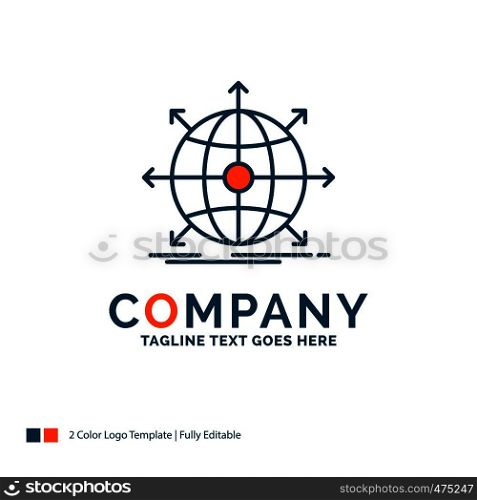 business, global, international, network, web Logo Design. Blue and Orange Brand Name Design. Place for Tagline. Business Logo template.
