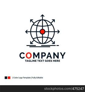 business, global, international, network, web Logo Design. Blue and Orange Brand Name Design. Place for Tagline. Business Logo template.