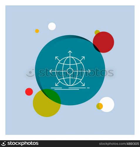 business, global, international, network, web White Line Icon colorful Circle Background. Vector EPS10 Abstract Template background