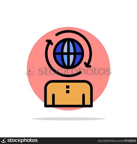 Business, Global, Management, Modern Abstract Circle Background Flat color Icon