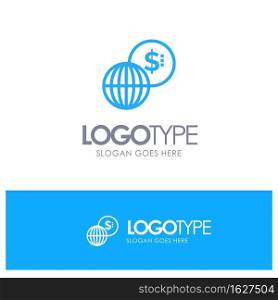 Business, Global, Markets, Modern Blue outLine Logo with place for tagline