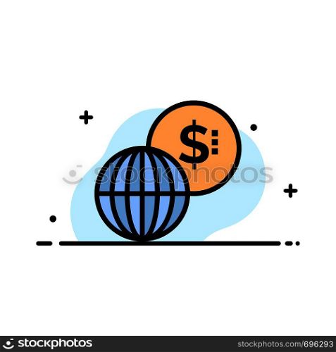 Business, Global, Markets, Modern Business Flat Line Filled Icon Vector Banner Template