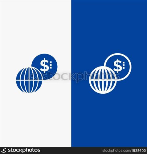 Business, Global, Markets, Modern Line and Glyph Solid icon Blue banner Line and Glyph Solid icon Blue banner