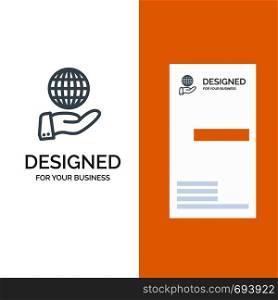 Business, Global, Modern, Services Grey Logo Design and Business Card Template