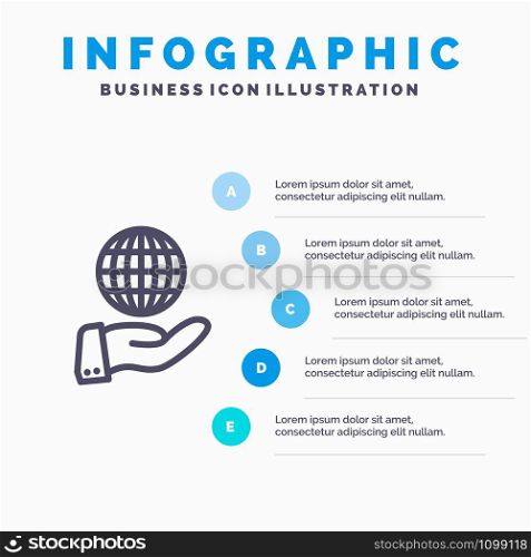 Business, Global, Modern, Services Line icon with 5 steps presentation infographics Background