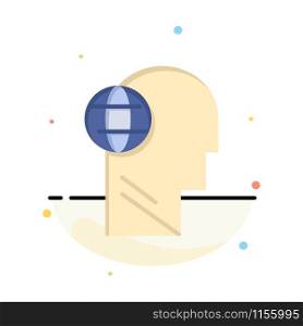 Business, Globe, Head, Mind, Think Abstract Flat Color Icon Template