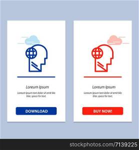 Business, Globe, Head, Mind, Think Blue and Red Download and Buy Now web Widget Card Template