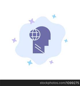 Business, Globe, Head, Mind, Think Blue Icon on Abstract Cloud Background