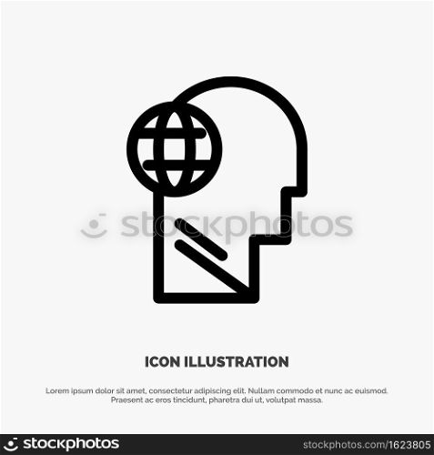 Business, Globe, Head, Mind, Think Line Icon Vector