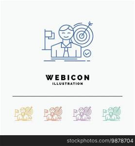 business, goal, hit, market, success 5 Color Line Web Icon Template isolated on white. Vector illustration. Vector EPS10 Abstract Template background