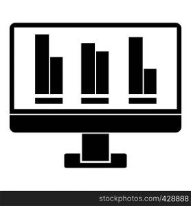 Business graph at computer screen icon. Simple illustration of business graph at computer screen vector icon for web. Business graph at computer screen icon