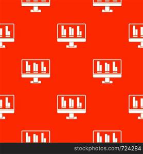 Business graph at computer screen pattern repeat seamless in orange color for any design. Vector geometric illustration. Business graph at computer screen pattern seamless