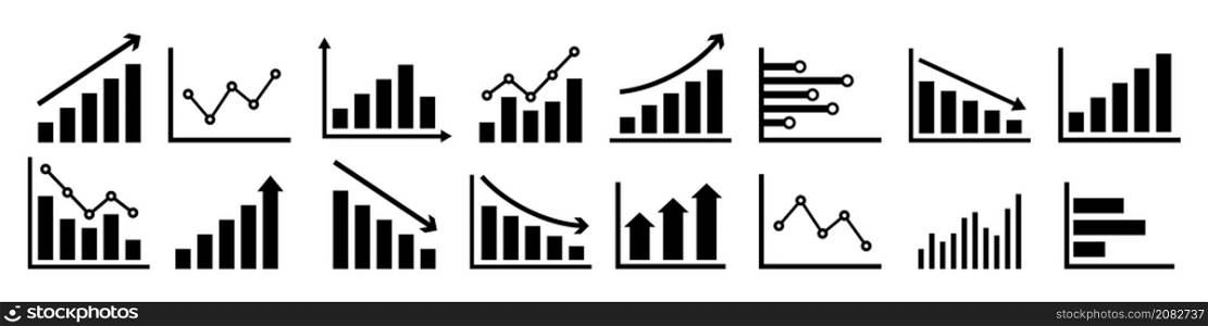 Business graph icon set simple design