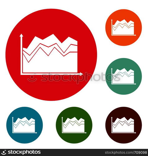 Business graph icons circle set vector isolated on white background. Business graph icons circle set vector