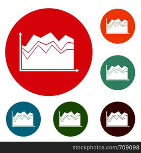 Business graph icons circle set vector isolated on white background. Business graph icons circle set vector