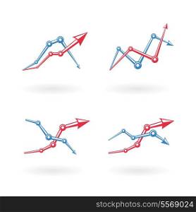 Business graph icons set isolated vector illustration
