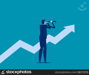 Business graph with arrow up. Success and growth idea concept. Future analysis.