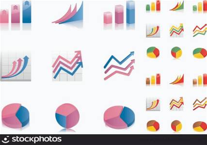 Business graphs icons