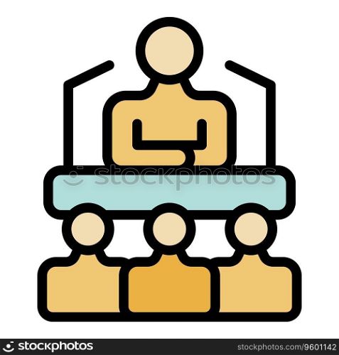 Business group icon outline vector. Jump skill. Goal determination color flat. Business group icon vector flat