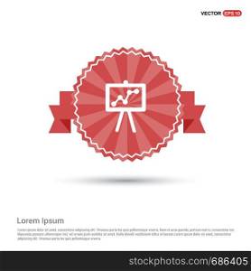 Business Growing Chart Presentation Icon - Red Ribbon banner
