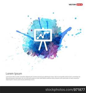 Business Growing Chart Presentation Icon - Watercolor Background