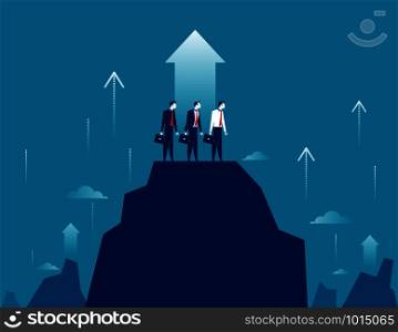 Business growt. Businessman team standing on mountain peak to success. Concept business vector illustration.. Business growt. Businessman team standing on mountain peak to success. Concept business vector illustration.