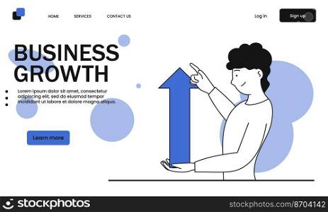 Business growth and analysis and planning, increase profits vector illustration concept. Successful finance and marketing material, business presentation. Characters analyzing investments