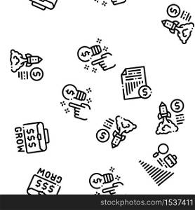 Business Growth And Management Seamless Pattern Vector Thin Line. Illustrations. Business Growth And Management Icons Set Vector