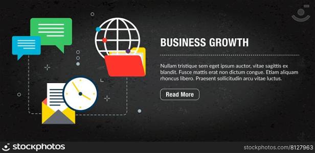 Business growth concept banner internet with icons in vector. Web banner template for website, banner internet for mobile design and social media app.Business and communication layout with icons.