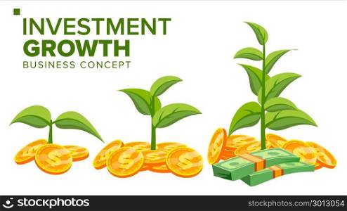 Business Growth Concept Vector. Plant From Money. Gold Coins. Success Company. Isolated Flat Cartoon Illustration. Business Growth Concept Vector. Creativity Investment Growth. Gold Coins And Plant. Corporate Social Responsibility Tree. Success Project. Isolated Flat Cartoon Illustration