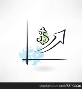 Business growth graph grunge icon