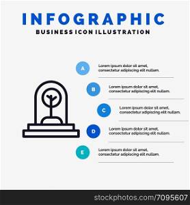 Business, Growth, New, Plant, Tree Line icon with 5 steps presentation infographics Background