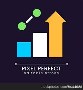 Business growth pixel perfect RGB color icon for dark theme. Dynamic of development. Corporate progress. Simple filled line drawing on night mode background. Editable stroke. Poppins font used. Business growth pixel perfect RGB color icon for dark theme