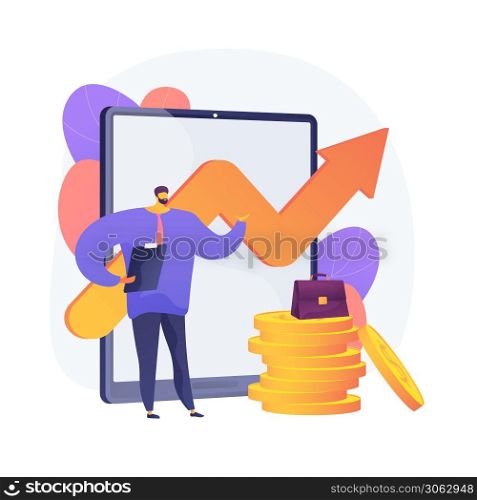 Business growth strategy. Stable company development, income increase planning, enterprise promotion tactics. Top manager presents company profit report. Vector isolated concept metaphor illustration. Business growth vector concept metaphor
