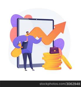Business growth strategy. Stable company development, income increase planning, enterprise promotion tactics. Top manager presents company profit report. Vector isolated concept metaphor illustration. Business growth vector concept metaphor