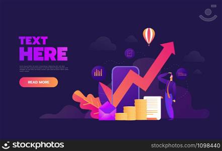 Business growthing graph on smartphone application,vector illustration. Business growthing graph on smartphone application,vector illustration.