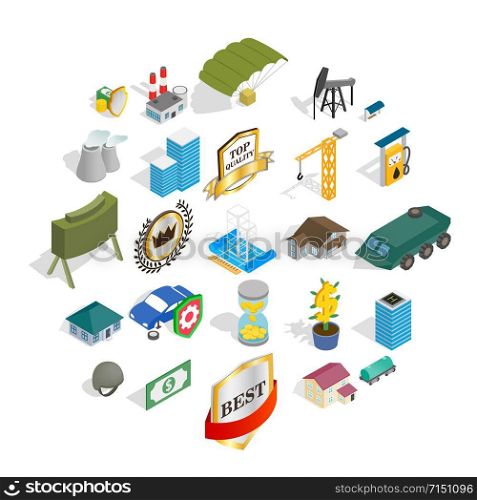Business hall icons set. Isometric set of 25 business hall vector icons for web isolated on white background. Business hall icons set, isometric style