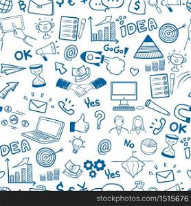 Business hand drawn doodles seamless pattern background vector