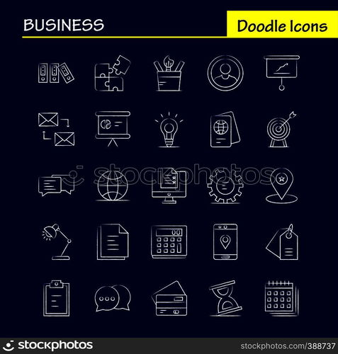 Business Hand Drawn Icon for Web, Print and Mobile UX/UI Kit. Such as: Christmas, Location, Map, Star, Sms, Chatting, Message, Mail, Pictogram Pack. - Vector