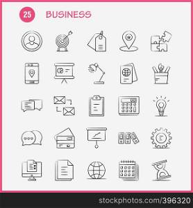 Business Hand Drawn Icon for Web, Print and Mobile UX/UI Kit. Such as: Christmas, Location, Map, Star, Sms, Chatting, Message, Mail, Pictogram Pack. - Vector